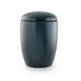 20 kerámia urna kékeszöld selyemfényű mázas felülettel, motívum nélkül