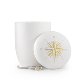 1023 vízben oldódó urna fehér bársony felülettel és szélrózsa motívummal, anhidritből