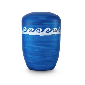 1610W vízben oldódó urna óceánkék színben, hullám dekorral, anhidritből