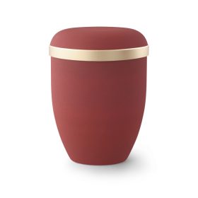 Biológiailag lebomló urna 2015 rubinvörös színben arany peremmel temetéshez