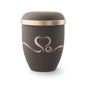 Biológiailag lebomló urna 2016HZ kávébarna színben aranyszív motívummal