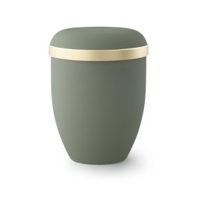 Biológiailag lebomló urna 2018 olívazöld színben arany peremmel temetéshez