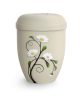Biológiailag lebomló urna – 2024 krémszínben, kézzel festett margaréta motívummal temetéshez