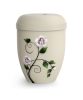 Biológiailag lebomló urna – 2025 krémszínben, kézzel festett hibiszkusz motívummal temetéshez