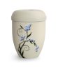 Biológiailag lebomló urna – 2026 krémszínben, kézzel festett nefelejcs motívummal temetéshez  