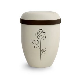 Biológiailag lebomló urna 2052 krémszínben rózsa motívummal temetéshez