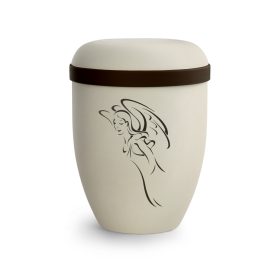 Biológiailag lebomló urna 2053 krémszínben angyal motívummal temetéshez