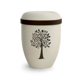 Biológiailag lebomló urna 2054 krémszínben életfa motívummal temetéshez