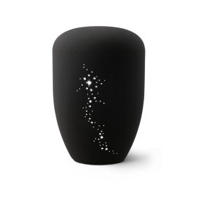 Edition Karat 2560 bársonyos mélyfekete urna Swarovski kristály csillagfénnyel, biológiailag lebomló, elegáns és méltóságteljes választás