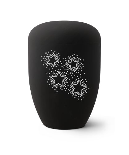 Edition Karat 2562 bársonyos mélyfekete urna Swarovski kristály csillagos égbolttal, biológiailag lebomló, elegáns és méltóságteljes választás