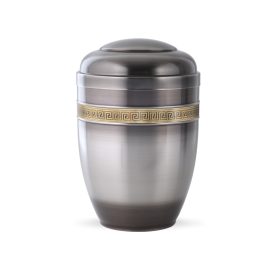 272 fém urna árnyalt fényes felülettel és körbefutó arany meander mintával temetéshez