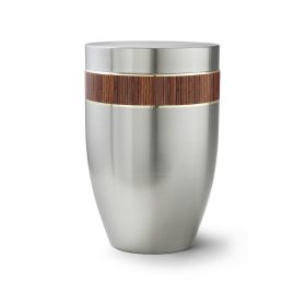 2745 Edition Melina fém urna zebrano faerezet-hatású díszítéssel, csiszolt acél felülettel