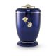 2878KO fém urna kobaltkék fényes felülettel, arany rózsadísszel, sárgaréz fedéllel és talppal temetéshez