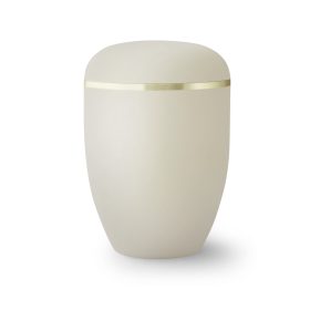 Biológiailag lebomló urna 2978 Xenon krémszínben aranysávval temetéshez