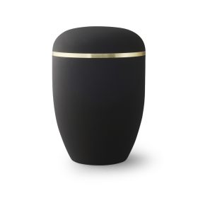 Biológiailag lebomló urna 2989 Xenon mélyfekete színben aranysávval temetéshez