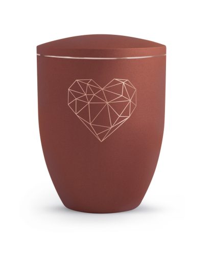 Edition Geometric velvet szív urna aranyszínű szívmotívummal, bársony hatású felület, biológiailag lebomló