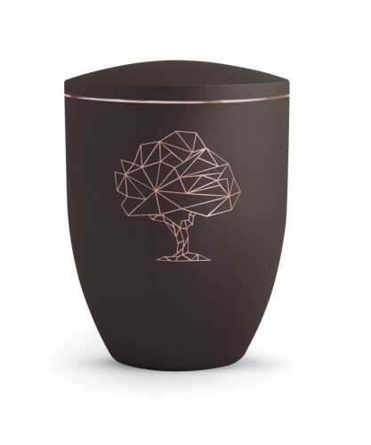 Edition Geometric – matt, siena árnyalatú velvet fa urna arany geometrikus díszítéssel