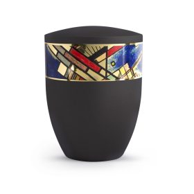 Edition Arte fekete urna aranyozott absztrakt dekorcsíkkal, biológiailag lebomló