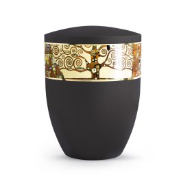 Edition Arte fekete urna arany „Életfa” motívummal, biológiailag lebomló