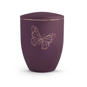 Edition Geometric velvet pillangó urna aranyszínű pillangó motívummal, barsony hatású felület, biológiailag lebomló
