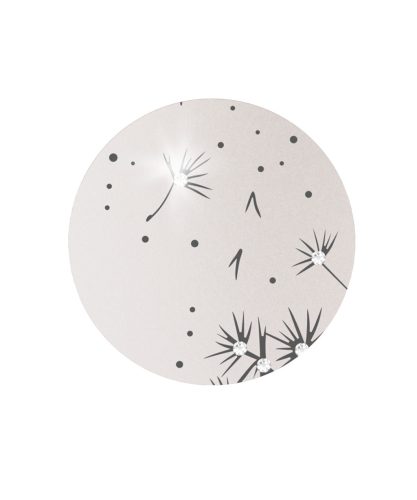 Edition Karat 3450 fehér urna fekete pitypang motívummal, biológiailag lebomló, elegáns és méltóságteljes választás urnafalba vagy emlékerdőbe