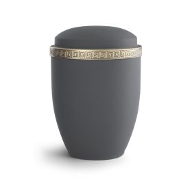 372-077 Athena fém urna grafit színben antik arany meander díszítéssel temetéshez