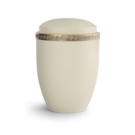 372-078 Athena fém urna krém színben antik arany meander díszítéssel temetéshez