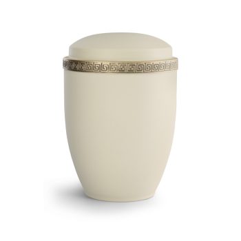 372-078 Athena fém urna krém színben antik arany meander díszítéssel temetéshez
