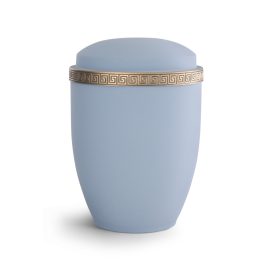 372-080 Athena fém urna égszínkék színben antik arany meander díszítéssel temetéshez