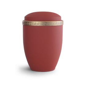 372-083 Athena fém urna rubinvörös színben antik arany meander díszítéssel temetéshez