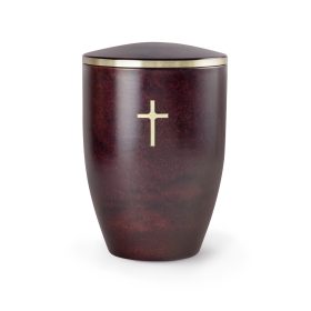   372667 fém urna – Edition Melina, rózsafa hatású, kereszt motívummal