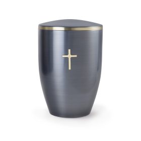   375067 fém urna – Edition Melina, antracit, kereszt motívummal