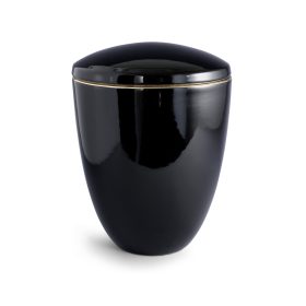 Ceramica 6340 kerámia urna fényes fekete színben aranyszínű szalag motívummal