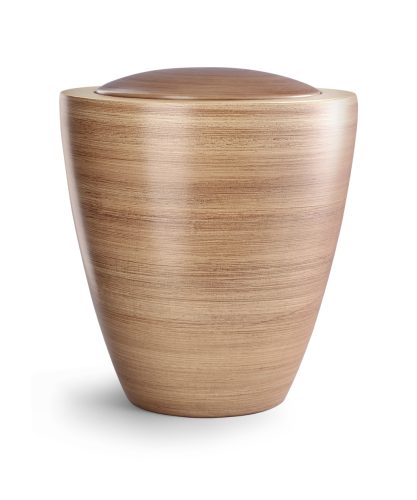Edition Rustica Ceramica kézzel festett kerámiaurna Sahara homok színben arany szalag motívummal, biológiailag lebomló