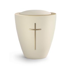 Color Line – 6478KM kerámia urna krém színben, matt kereszt motívummal