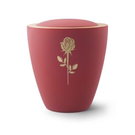 Color Line – 6483RM kerámia urna rubin színben, réz rózsa díszítéssel