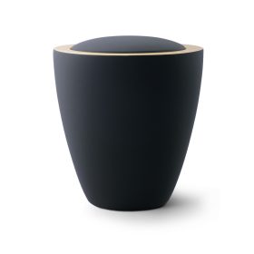 Color Line – 6489 kerámia urna mélyfekete színben aranyszínű peremmel