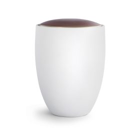 Florentina 6600 fehér kerámia urna gesztenyebarna tetővel és arany szegéllyel