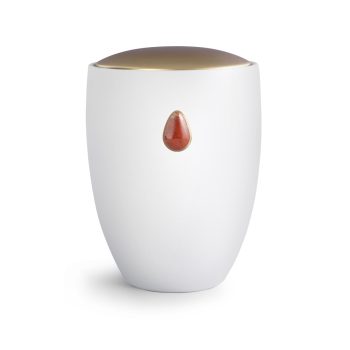 Remember Me 6633 fehér kerámia urna arany fedéllel és jáspis féldrágakővel