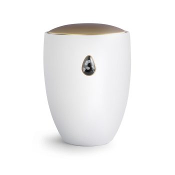 Remember Me 6634 fehér kerámia urna arany fedéllel és obszidián féldrágakővel