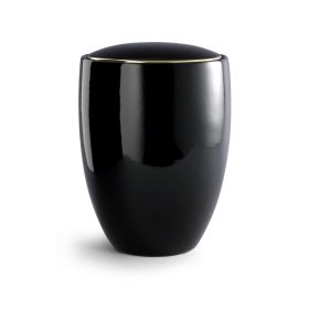 6640 kerámia urna fényes fekete színben arany szegéllyel