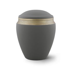 Colour Line – 6777 kerámia urna hamvasztásos temetéshez grafitszürke színben aranygyűrűs díszítéssel