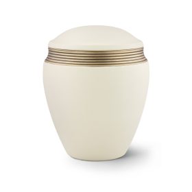Colour Line – 6778 kerámia urna hamvasztásos temetéshez krémszínben aranygyűrűs díszítéssel