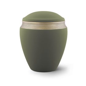 Colour Line – 6787 kerámia urna hamvasztásos temetéshez pálmazöld színben aranygyűrűs díszítéssel