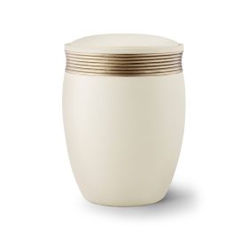 Cleo – 6878 kerámia urna hamvasztásos temetéshez krémszínben arany dekorcsíkkal