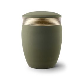 Cleo – 6887 kerámia urna hamvasztásos temetéshez pálmazöld színben arany dekorcsíkkal