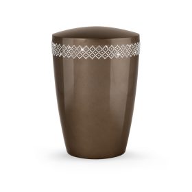 Edition Karat 7422 világosbarna urna Swarovski kristály dekorcsíkokkal – magasfényű, biológiailag lebomló, elegáns és méltóságteljes emléktárgy