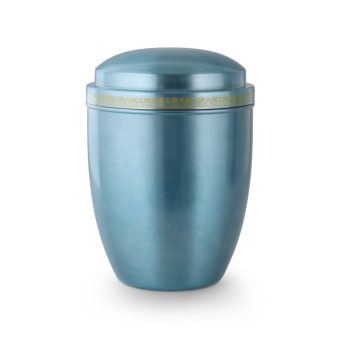 749B fém urna – pasztellkék, görög motívummal