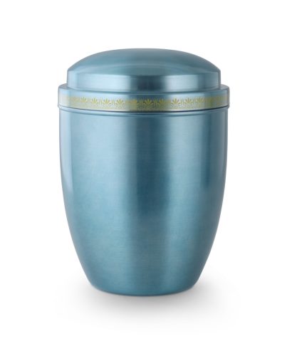 749B fém urna – pasztellkék, görög motívummal