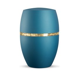 INFINITY® LIVORNO – 860110 biológiailag lebomló urna bársonyos türkiz színben, matt arany ágmotívumos dekorációval